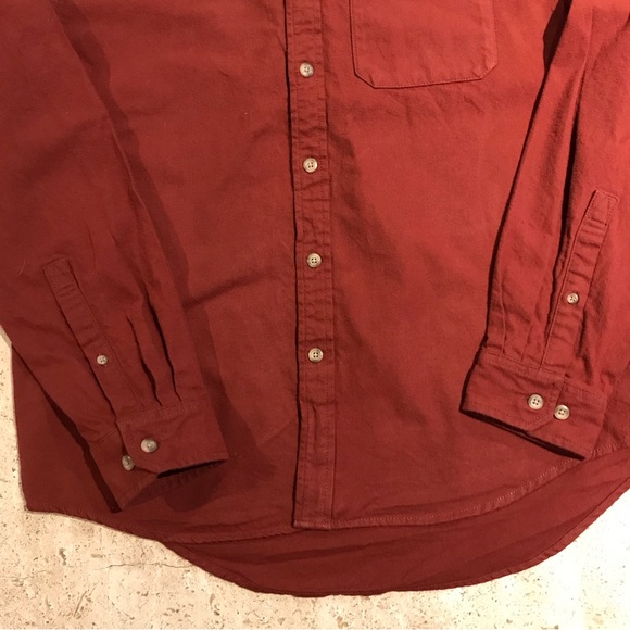 Eddie Bauer Maroon Burgundy Men’s Flannel Dress Shirt size Large - Picture 4 of 7